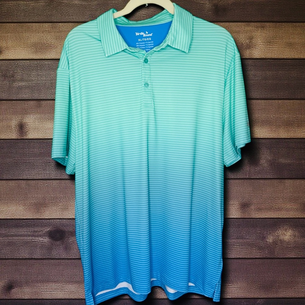 Birdie Bound Men’s Blue & Green Ombré Golf Polo Size XL